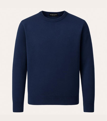 Girocollo Uomo Puro Cashmere Naturale Blu Navy