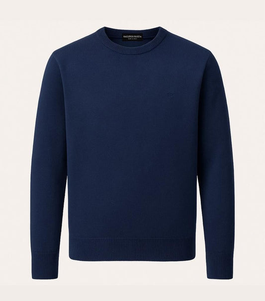 Girocollo Uomo Puro Cashmere Naturale Blu Navy