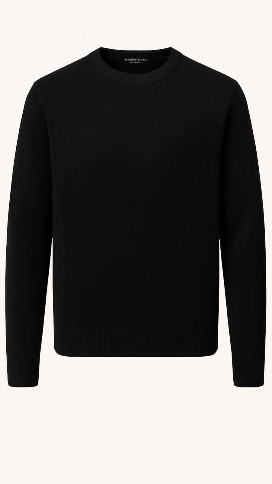Girocollo Uomo Puro Cashmere Naturale Nero