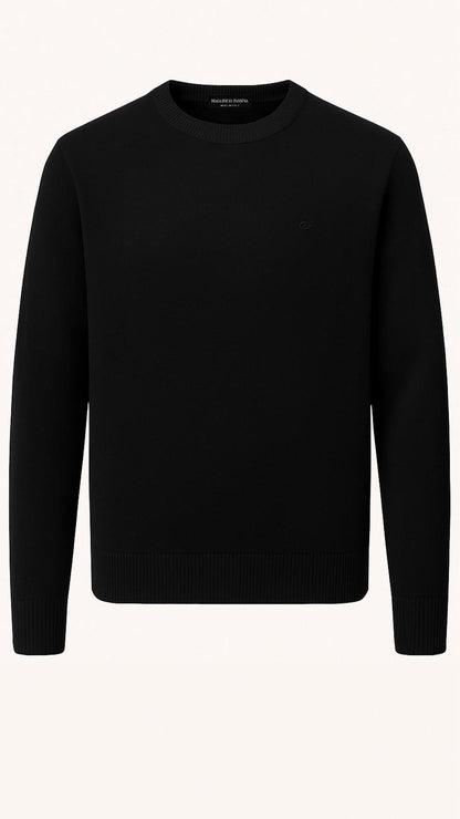 Girocollo Uomo Puro Cashmere Naturale Nero