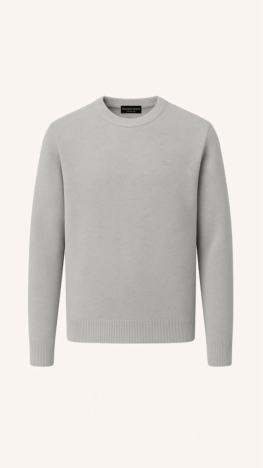 Girocollo Uomo Puro Cashmere Naturale Grigio Chiaro