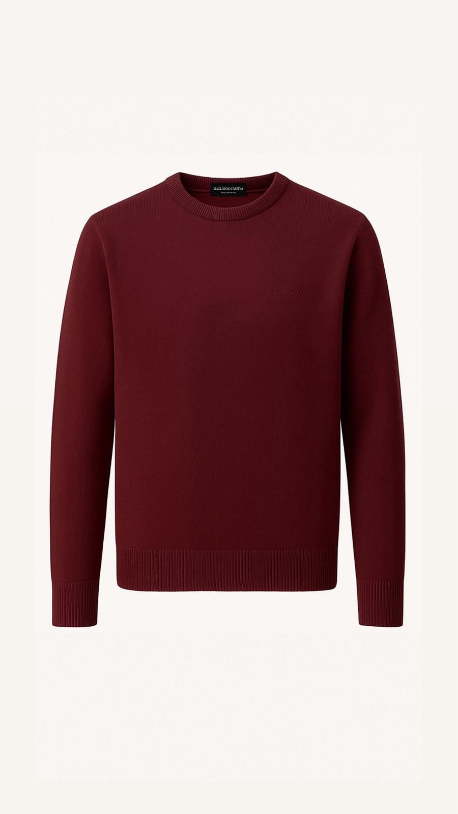 Girocollo Uomo Puro Cashmere Naturale Bordò