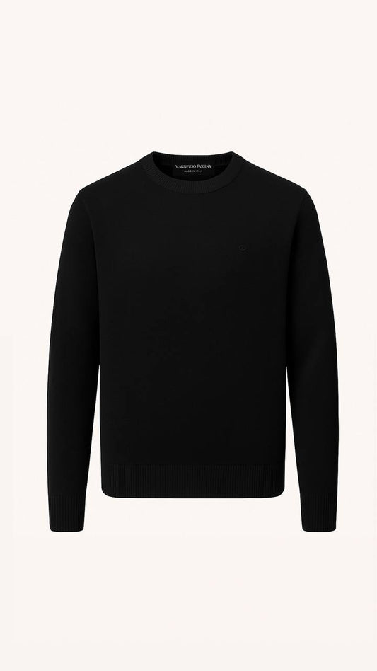 Girocollo Uomo Puro Cashmere Naturale Nero